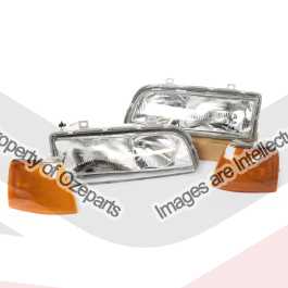 Set LH Left Head Lamp With Corner Light Amber For Ford Fairmont EA EB ED 88~91
