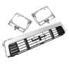 Front Main Grille Chrome Black + Head Light Rims For Toyota Hilux 4WD 1988~1991