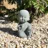 Japanese Garden Indoor Outdoor Granite Stone Kong Fu Monk Baby Buddha Statue v2