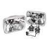 Head Light Square 7" (Diamond Look) Plastic Lens + H4 V2 Series LED Globes (SET LH+RH)