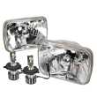 Head Light Square 7" (Diamond Look) Glass Lens + LED Globes (SET LH+RH)