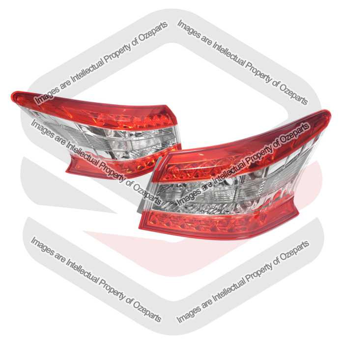 Ozeparts Fits Nissan Pulsar B17 4 Door Sedan 2012~2016 | Taillights Tail Lights Rear Lamps (LED) | Pair of LH Left Hand + RH Right Hand