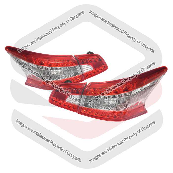 Ozeparts Fits Nissan Pulsar B17 4 Door Sedan 2012~2016 | Set of Tail Light Lamps + Rear Boot Lid Inner Tail Light Lamps (LED) | Pair of Left + Right