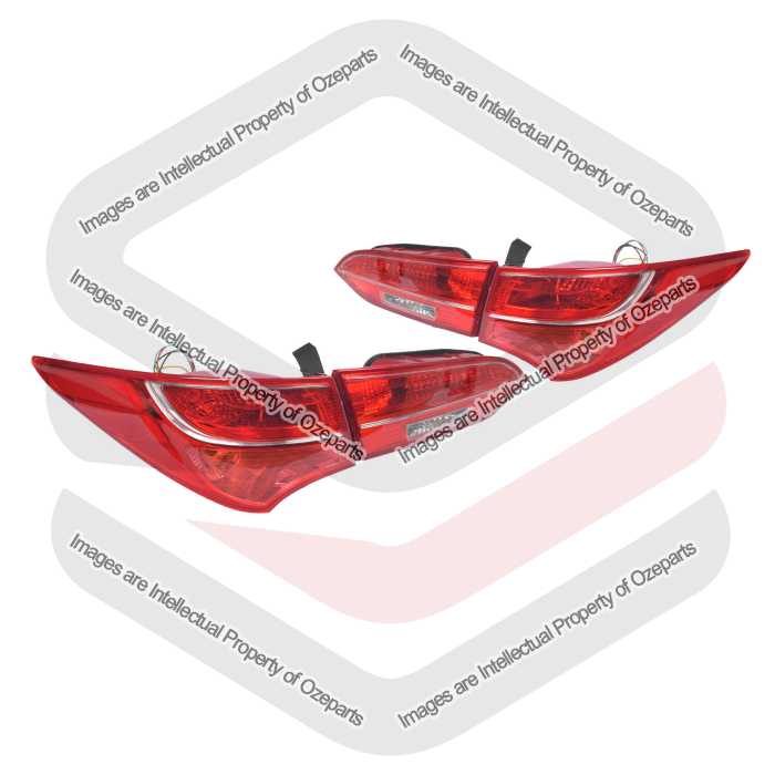Ozeparts Fits Hyundai Santa Fe Wagon DM 2012~2015 | Outer Taillights + Talgate Inner Taill Lights Rear Lamps (Non LED) | Pair of LH Left + RH Right