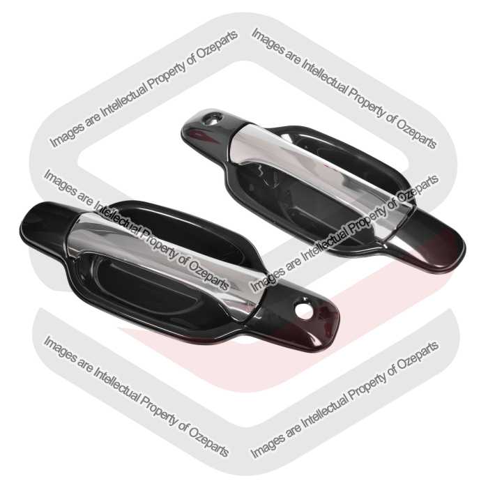 Ozeparts Fits Great Wall V200 V240 K2 2009~2013 | FRONT Outer Door Handles (Chrome Black) | Pair of LH Left Hand (Passenger) + RH Right Hand (Driver)