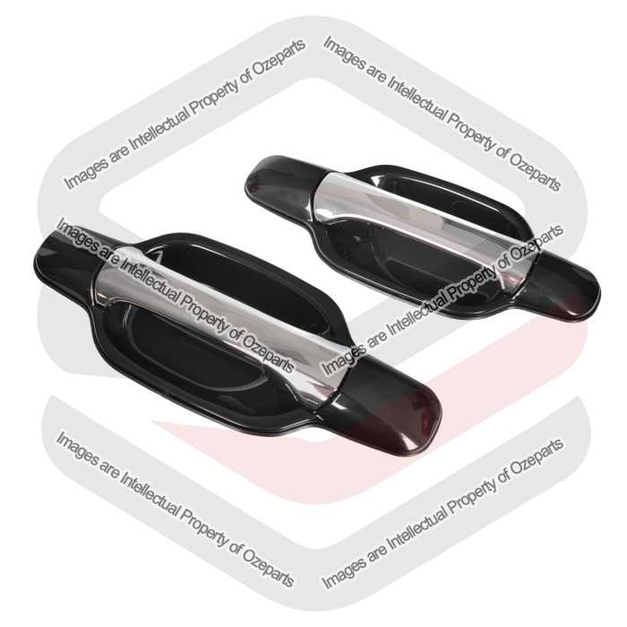 Ozeparts Fits Great Wall V200 V240 K2 2009~2013 | REAR Outer Door Handles (Chrome Black) | Pair of LH Left Hand (Passenger) + RH Right Hand (Driver)