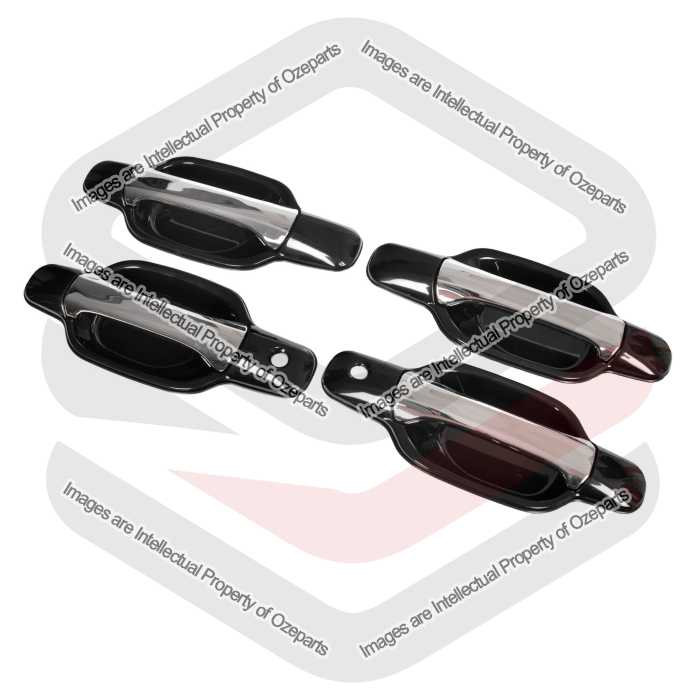 Ozeparts Fits Great Wall V200 V240 K2 2009~2013 | FRONT & REAR Outer Door Handles (Chrome Black) | Set 4 Pcs (Pair LH+RH)