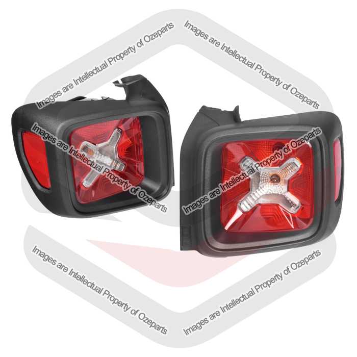 Set Pair LH+RH Tail Light Rear Lamp (Black Rim) For Jeep Renegade BU 2015~2019