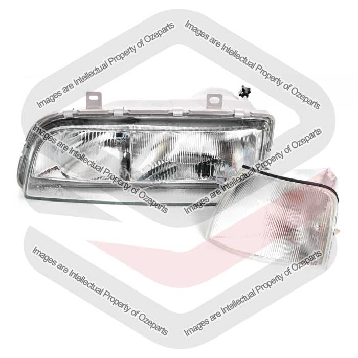 Set LH Left Head Lamp With Corner Light Amber For Ford Fairmont EA EB ED 88~91