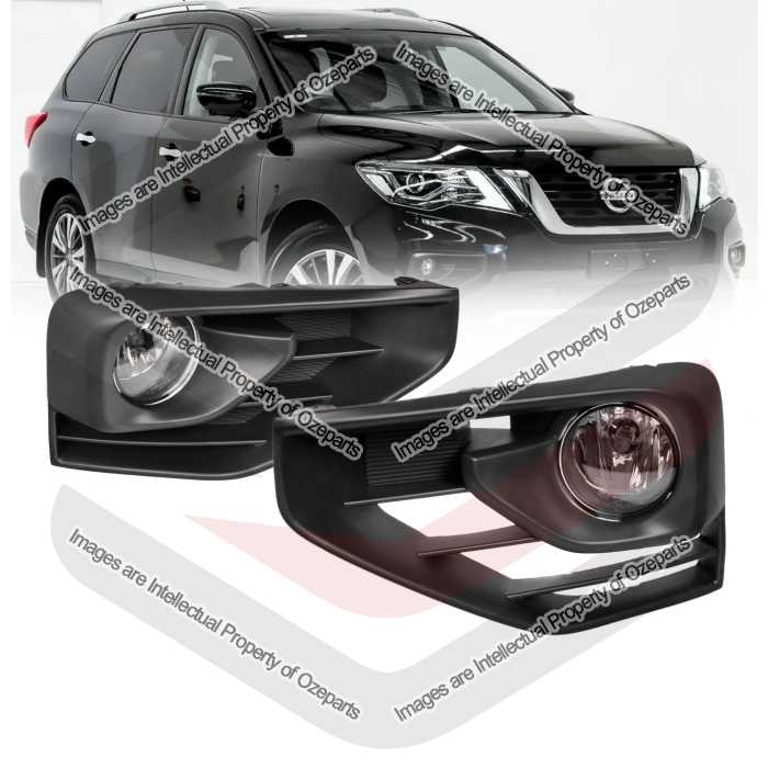 Ozeparts Fits Nissan Pathfinder R52 Series 2 2016~2020 SUV | Full Complete Foglights Fog Lights Spot Driving Lamps KIT (Black Cover) | 1 SET