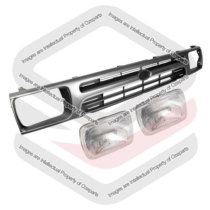 Main Radiator Grille + Head Lights Silver For Toyota Hilux 2WD RN85 1991~1994