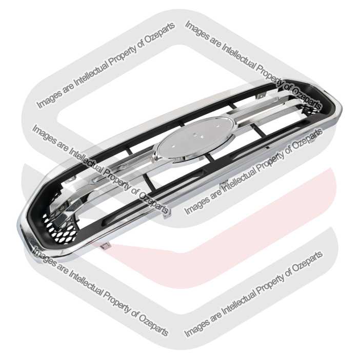 Ozeparts Fits Ford Ranger PX Series 3 Ute 2018~2021 XL / XLS / XLT | Main Radiator Upper Grille Top Front Grill (Black / Chrome) | 1 Unit