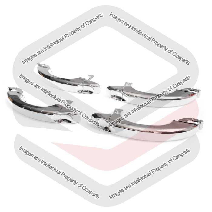 Full Set of 4 Pcs Outer Door Handles Chrome For VW Volkswagen Amarok 2010~2022