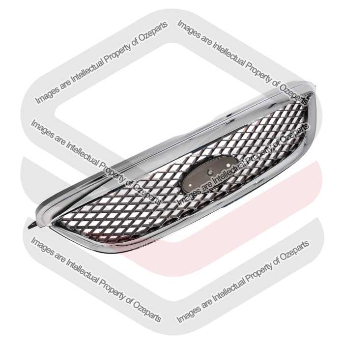 Ozeparts Fits Ford Falcon BA BF Sedan Wagon Ute 2002~2006 XT Futura | Main Radiator Upper Grille Top Front Grill (Chrome Black) | 1 Unit