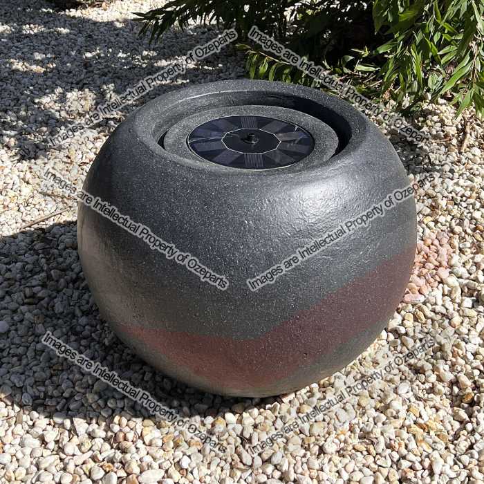 Koi Garden Solar Water Fountain Grey Stone Finish Ball Sphere Outdoor Garden
