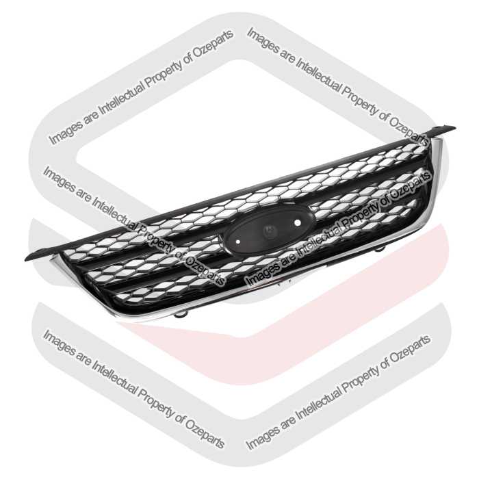Ozeparts Fits Ford Falcon BF Series 2 3 MK2 MK3 2006~2008 Futura Fairmont XL XLS XT | Main Radiator Upper Grille Top Front Grill (Chrome Lower Mould)
