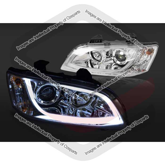 Pair Projector LED DRL Head Light Chrome For Holden VE Commodore Series 1 06~10