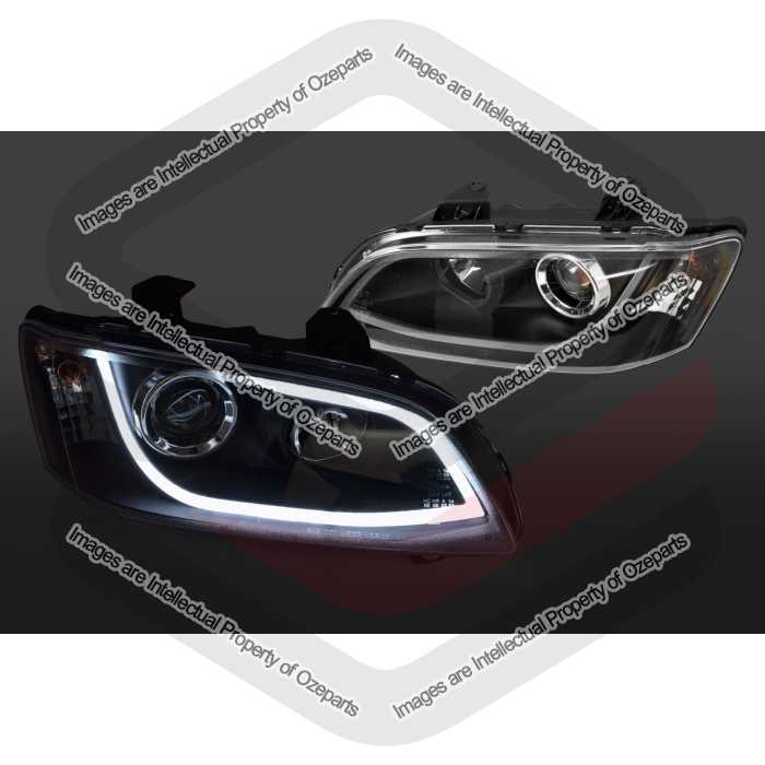 Pair Projector LED DRL Head Light Black For Holden HSV VE Gen E 2006~2013