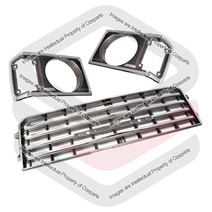 Front Main Grille + Head Light Rims Chrome For Toyota Landcruiser FJ60 80~87