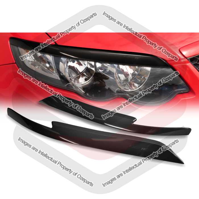 Ozeparts Fits Ford Falcon FG Series 1 & 2 XT R6 G6 G6E XR6 XR8 Turbo / FPV 2008~2014 | Headlight Head Light Eyelids Eyebrows Lid (Black) | Pair LH+RH