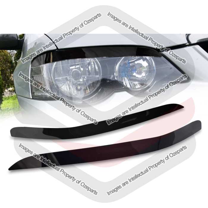 Ozeparts Fits Ford Falcon Fairmont Fairlane BA BF XT XR XR8  / FPV BA BF GT 2002~2008 | Headlight Head Light Eyelids Eyebrows Lid (Black) | Pair LH+RH