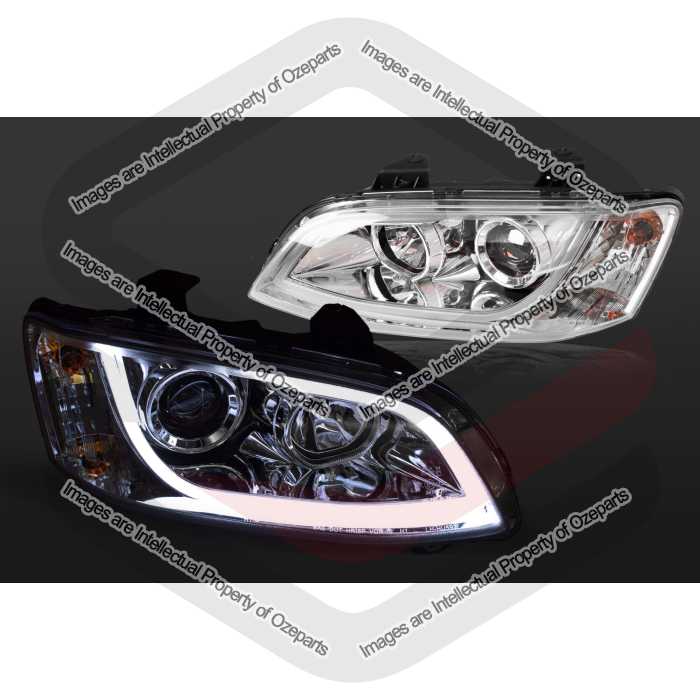 Pair Projector LED DRL Head Light Chrome For Holden VE Commodore Series 2 10~13