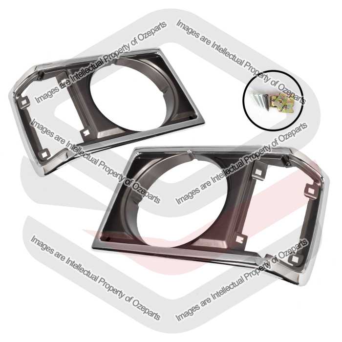 Pair LH+RH Head Light Case Rim Surround Chrome For Toyota Landcruiser FJ60 80~87