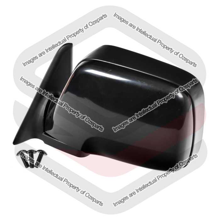 TYC Fits Toyota Landcruiser 80 Series 1990~1998 | Manual Door Mirror (Curve Glass) Black Cover| LH LHS Left Hand (Passenger Side)