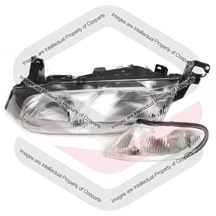 TYC Fits Ford Falcon / Futura EL 1996~1998 Sedan Wagon | Headight Front Lamp With Indicator Corner Lamp | Set 2 Pcs of LH Left Hand (Passenger Side)