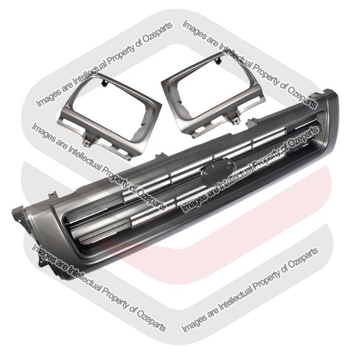 Front Main Grille + Head Light Rims Grey For Toyota Hilux 4WD LN106 1991~1994
