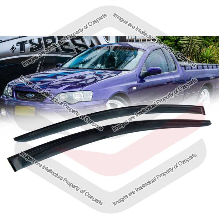 Ozeparts Fits Ford Falcon / FPV BA BF Series 1 & 2 MK1 MK2 2002~2008 2 Door Ute | Complete Set of 2 Pcs Weathershield Weather Shields Sun Window Visor