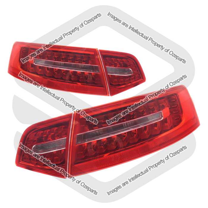 Ozeparts Fits Audi A6 / S6 C6 Series 2 2008~2011 4 Door Sedan | Inner Taillights + Boot Lid Reverse Tail Lights Rear Lamps (LED) | Pair of LH + RH