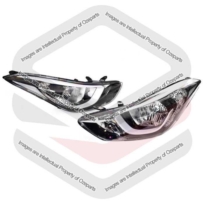 Set Pair LH+RH Head Light Lamp Non LED For Hyundai Elantra MD Series 2 2013~2015