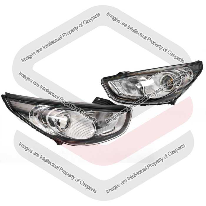 Pair LH+RH Head Light Lamp (No Light Bar) For Hyundai IX35 Vin TMA 2012~2013