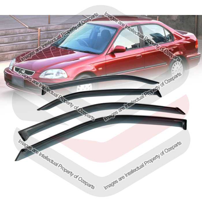 Ozeparts Fits Honda Civic EG EH 4 Door Sedan 1991~1995 | Complete Set of 4 Pcs Weathershield Weather Shields Sun Window Visor