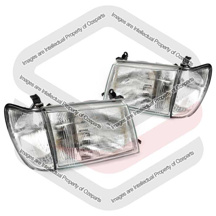 Set 4 Pcs Head Lamp + Corner Light For Toyota Landcruiser 100 Series 1998~2005