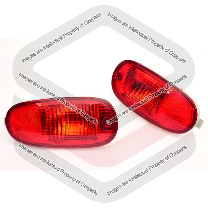 Pair LH+RH Rear Bar Fog Light Lamp Reflector For Hyundai Santa Fe SM 2000~2004