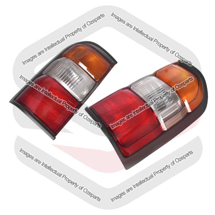 DEPO Fits Nissan Patrol Y61 / GU Wagon Series 1 1997~2001 | Taillights Tail Lights Rear Lamps (Amber Red Clear - 3 Globe Type) | Pair of Left + Right