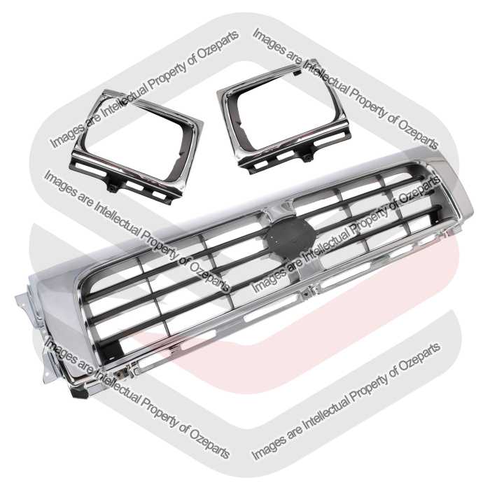 Front Main Grille + Head Light Rims Chrome For Toyota Hilux 4WD LN106 1994~1997