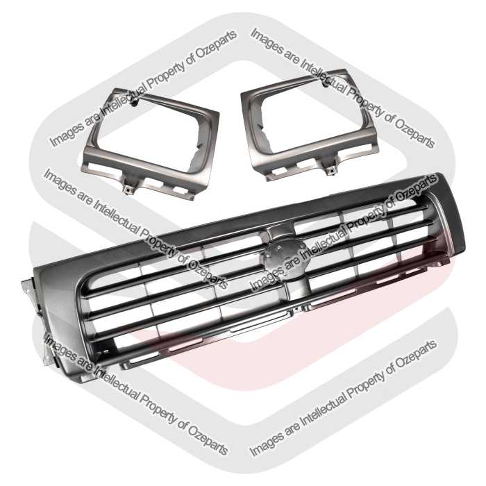 Front Main Grille + Head Light Rims Grey For Toyota Hilux 4WD LN106 1994~1997