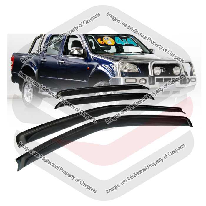 Ozeparts Fits Great Wall V200 V240 K2 Series Ute 2009~2013 Dual Cab Chassis | Complete Set of 4 Pcs Weathershield Weather Shields Sun Window Visor