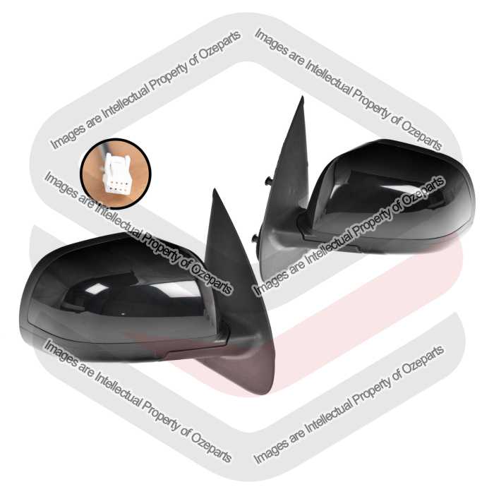 Ozeparts Fits Nissan Micra K13 Series 1 2010~2015 ST ST-L Only | Electric Power Door Mirrors (3 Pins - Gloss Black) | Pair of LH Left + RH Right