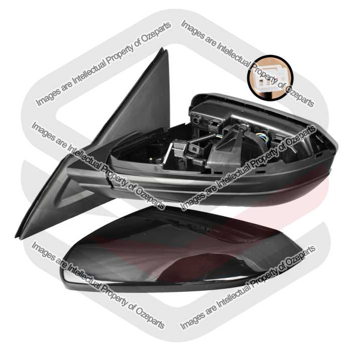 Ozeparts Fits Honda Civic 10th Generation FC FK 2016~2022 Sedan Hatch | Electric Power Door Mirror (3 Pins - Gloss Black) | LH LHS Left (Passenger)