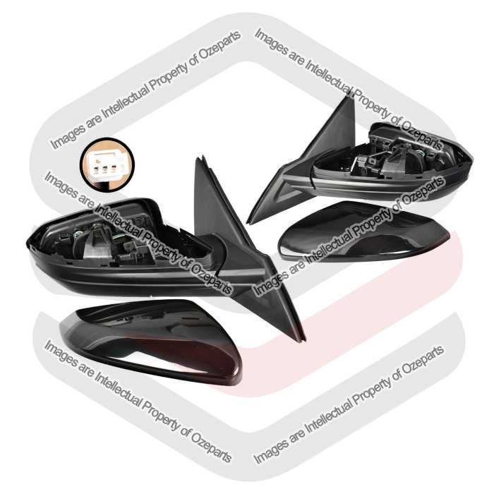 Ozeparts Fits Honda Civic 10th Generation FC FK 2016~2022 Sedan Hatch | Electric Power Door Mirrors (3 Pins - Gloss Black) | Pair of Left + Right