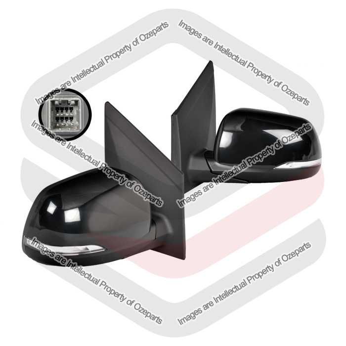 Door Mirror AM Electric (8 Pin) (Black) (SET LH+RH)