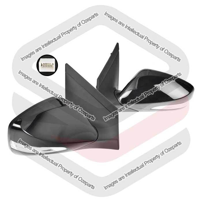 Door Mirror AM Electric (10 Pins With Light) (Black) (SET LH+RH)