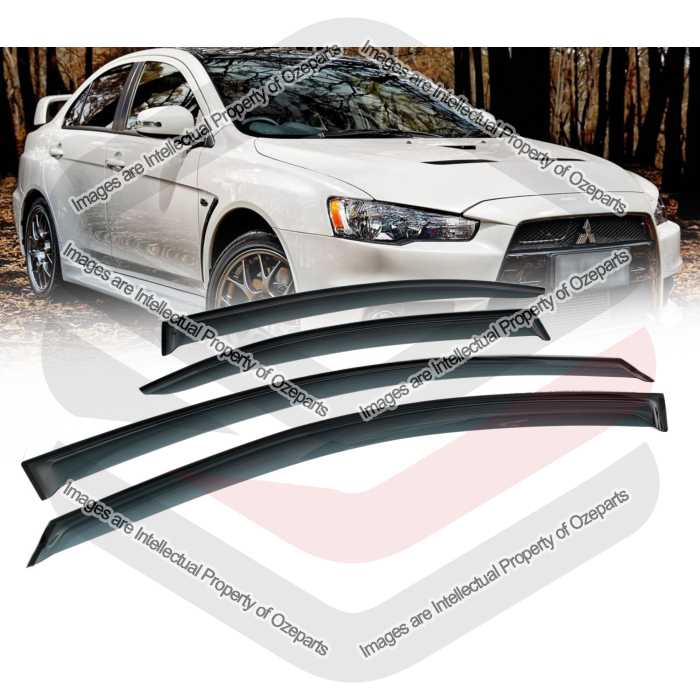 Ozeparts Fits Mitsubishi Lancer CJ CF 2007~2017 4 Door Sedan Only | Complete Set of 4 Pcs Weathershield Weather Shields Sun Window Visor