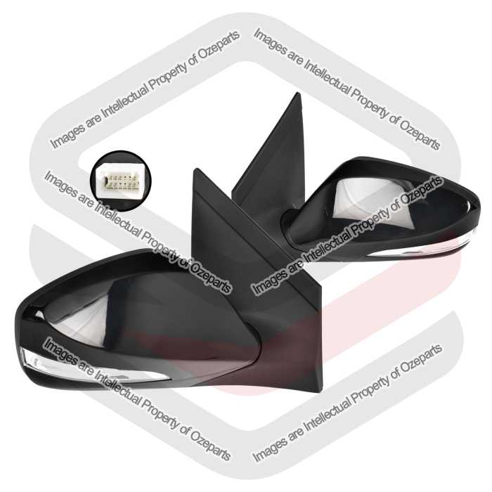 Door Mirror AM Electric  (8 Pins With Light) (Black) (SET LH+RH)