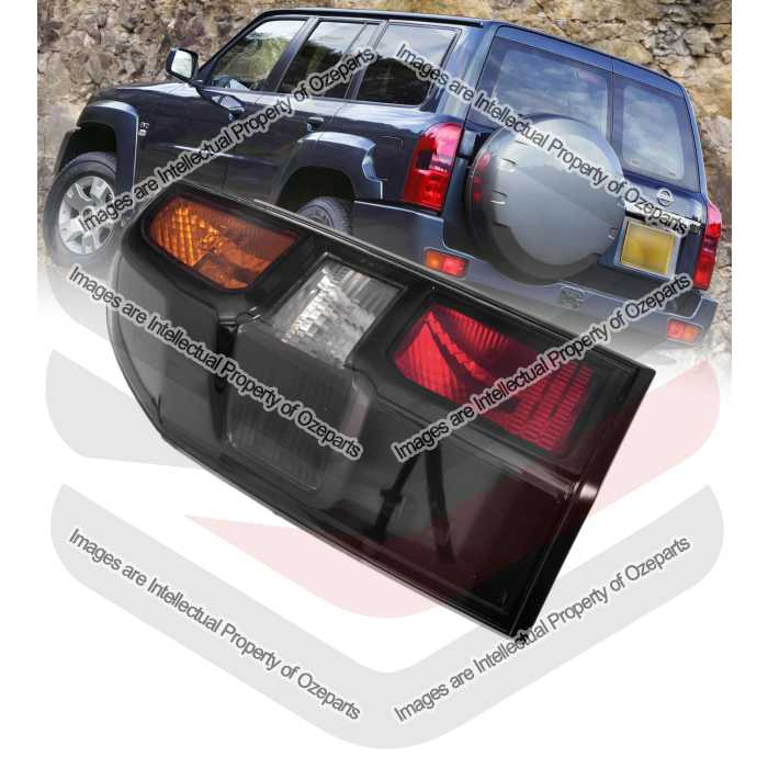 DEPO Fits Nissan Patrol Y61 GU Wagon 2004~2016 | FULL Function 3 Globe Type Taillight Tail Light Rear Lamp (Smoked Black) | LH LHS Left (Passenger)