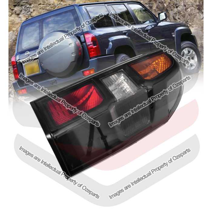 DEPO Fits Nissan Patrol Y61 GU Wagon 2004~2016 | FULL Function 3 Globe Type Taillight Tail Light Rear Lamp (Smoked Black) | RH RHS Right (Driver)